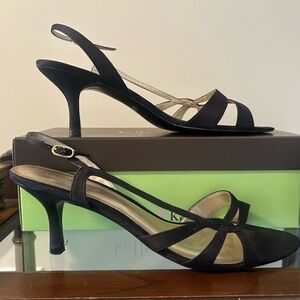 Kelly & Katie Black Strappy Slingback Heels